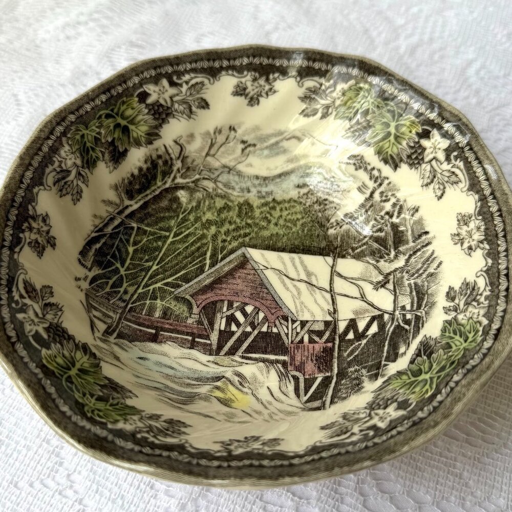 JOHNSON BROTHERS “The Friendly Village” Square Cereal Bowl-England 1883 Backstam